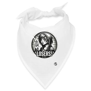 Kantiges Alternatives Goth Punk Girl: Losers - Bandana - Weiß - Vorne