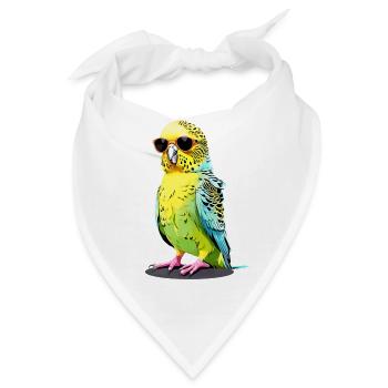 Cooler Wellensittich mit Sonnenbrille - Bandana - Weiß - Vorne