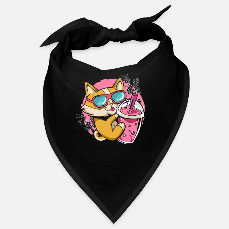 Kitten Kawaii Boba Milk Tea Drinking Cat Bandana