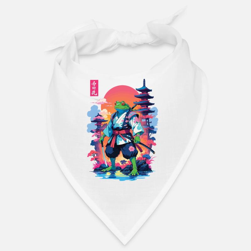 Samurai Frog & Aesthetic Vaporwave Style Bandana