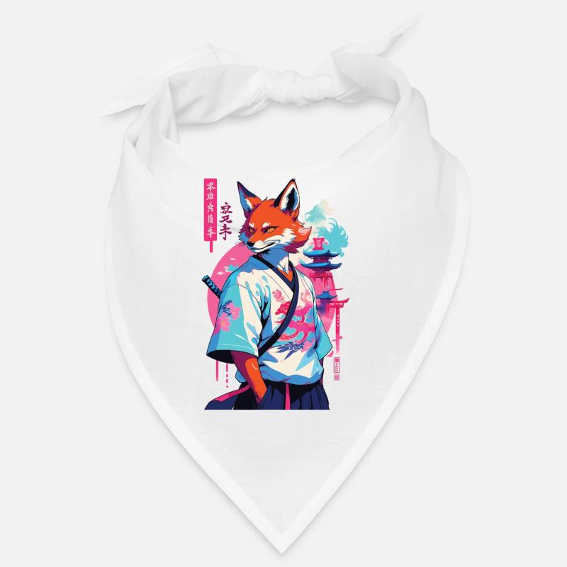 Kitsune Samurai Fox Esthétique Style Vaporwave Bandana
