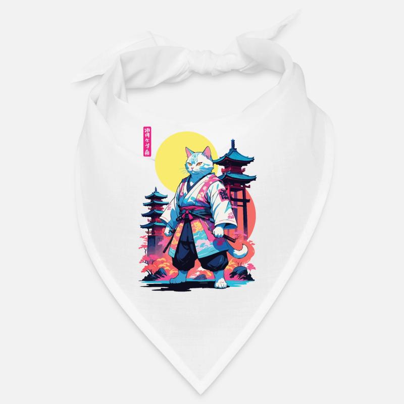 Samurai Cat Vaporwave Aesthetic Design Bandana