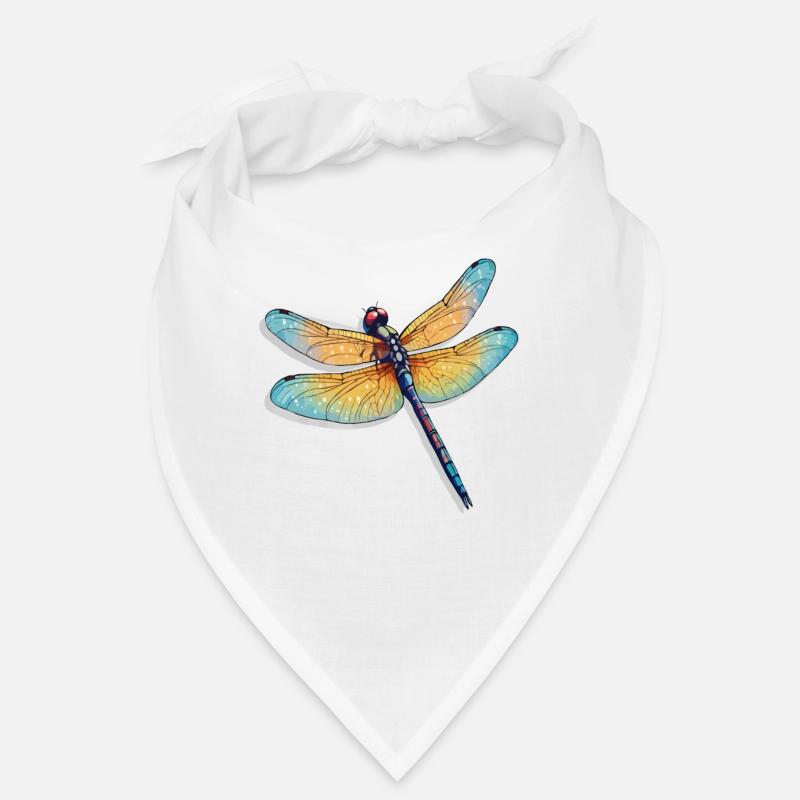 Illustration de libellule colorée - Bandana - blanc