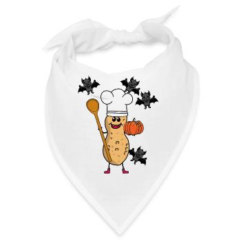 Erdnuss Erdnüsse Koch Köche Halloween Kochkunst - Bandana - Weiß - Vorne