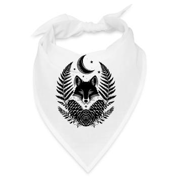 Filigraner Fuchs mit Farn und Zapfen im Herbst - Bandana - Weiß - Vorne