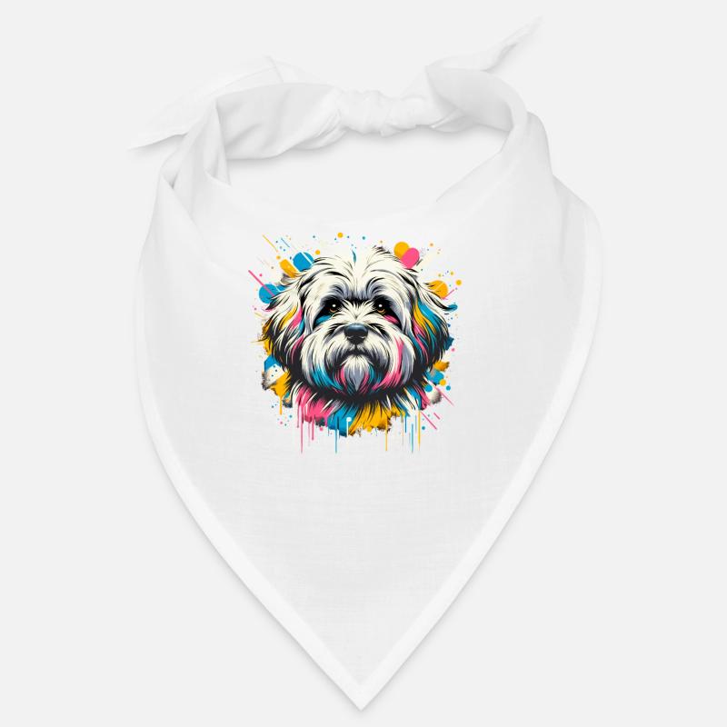 Colorful Splash Art Coton de Tuléar - Bandana - blanc