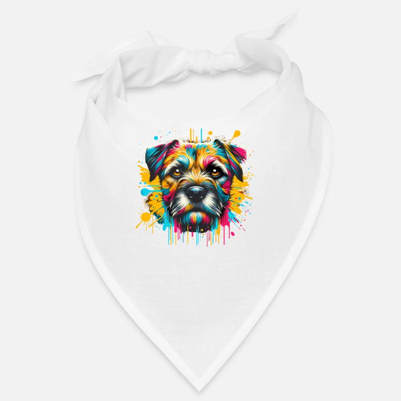 Splash Art Border Terrier Border Terriers - Bandana - Weiß