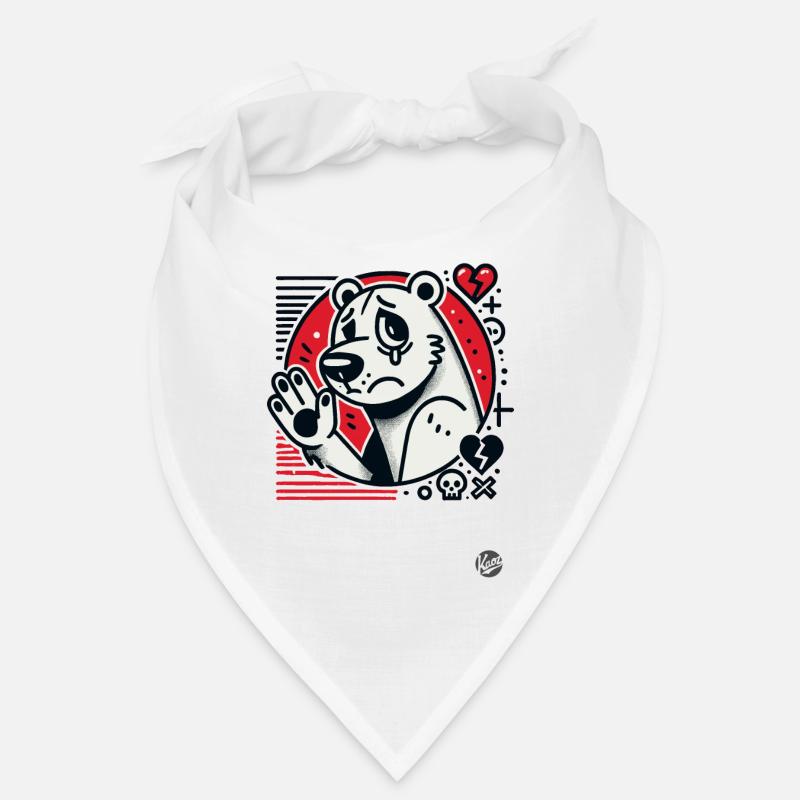 Sad bear waves goodbye with hearts Bandana