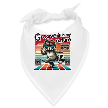 Groove ist in My Nature Cool Raccoon Retro Music - Bandana - Weiß - Vorne