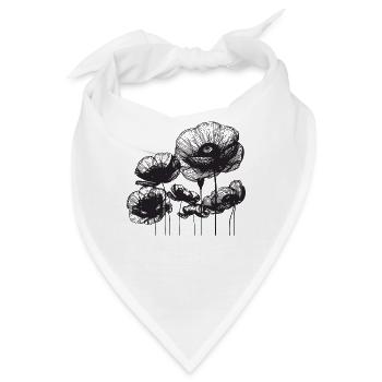 Mohnblumen Poppy Flowers - Bandana - Weiß - Vorne