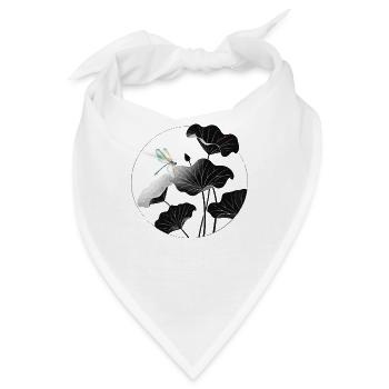 Libelle und Lotusblätter Dragonfly and Lotus - Bandana - Weiß - Vorne