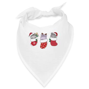 Süße Hippo in Weihnachtssocke zu Weihnachten Hippo - Bandana - Weiß - Vorne