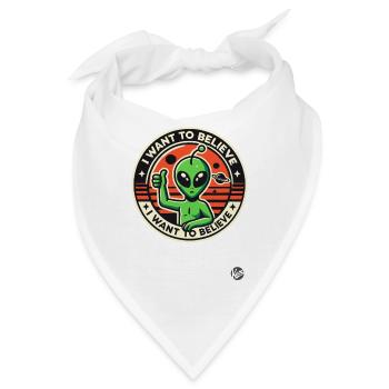 Grüner Alien: Daumen Hoch, Ich Will Glauben - Bandana - Weiß - Vorne