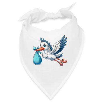 Glücklicher Storch Mit Baby - Bandana - Weiß - Vorne