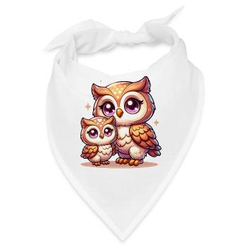 Niedliche Eulenfamilie Illustration - Bandana - Weiß - Vorne