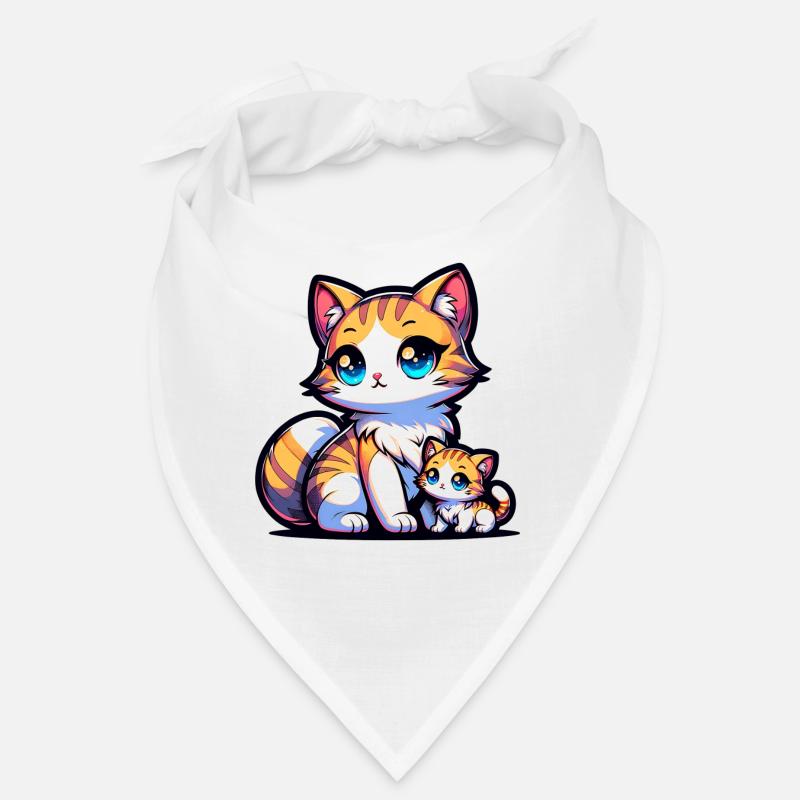 Mignon chat maman avec illustration de bébé Bandana