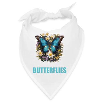Butterfly Schmetterlinge Schmetterling - Bandana - Weiß - Vorne