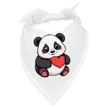 Entzückender Cartoon-Panda mit einem Herz - Bandana - Weiß - Vorne