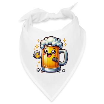 Fröhlicher Bierkrug Mit Schaumkrone - Bandana - Weiß - Vorne
