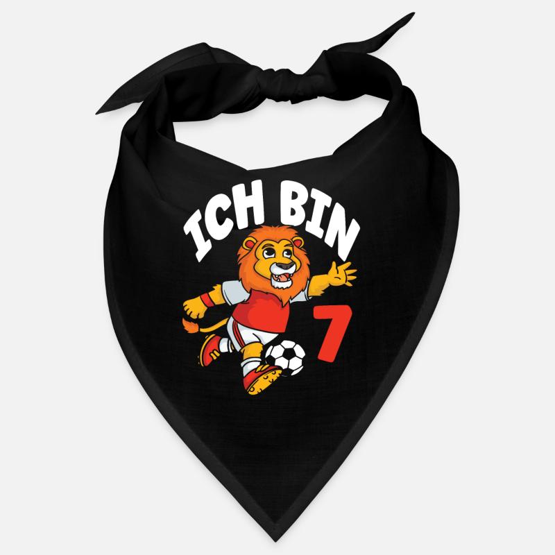 Lustiger Löwe Fußball Ich bin 7 Kindergeburtstag Bandana