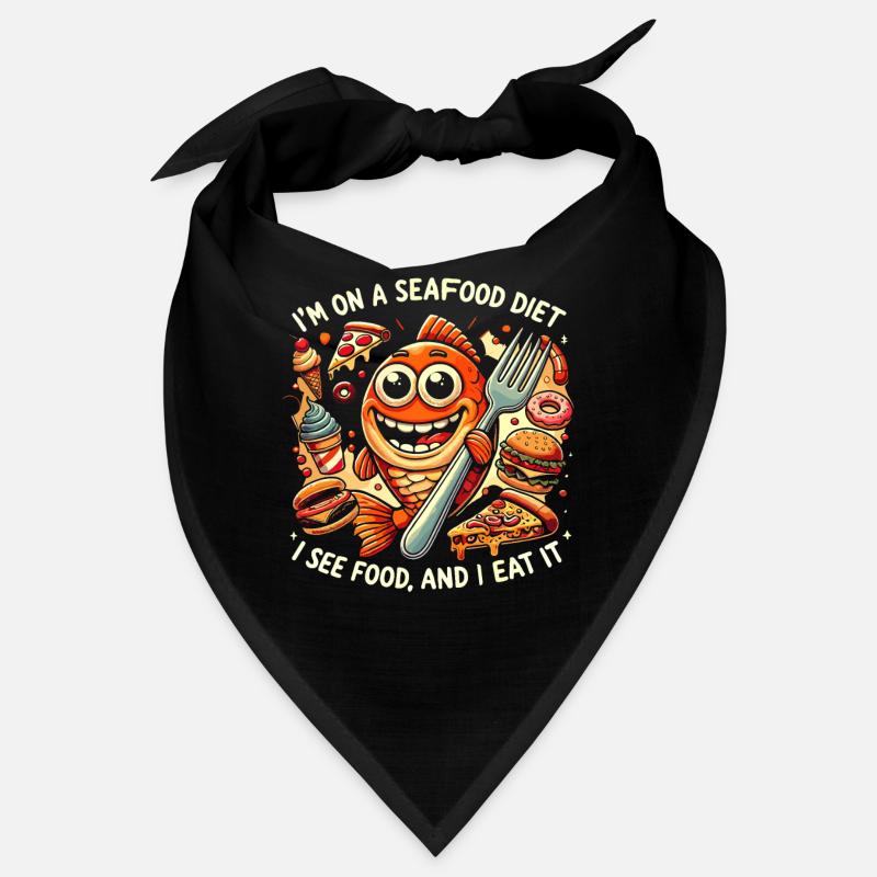 Ich mache eine Meeresfrüchte-Diät. Ich sehe Essen Bandana