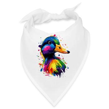 Ente Bunt Regenbogen Stockente Erpel Süße Enten - Bandana - Weiß - Vorne