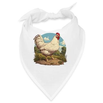 Rooster Hähne Hahn - Bandana - Weiß - Vorne