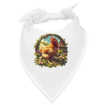 Rooster Hähne Hahn - Bandana - Weiß - Vorne