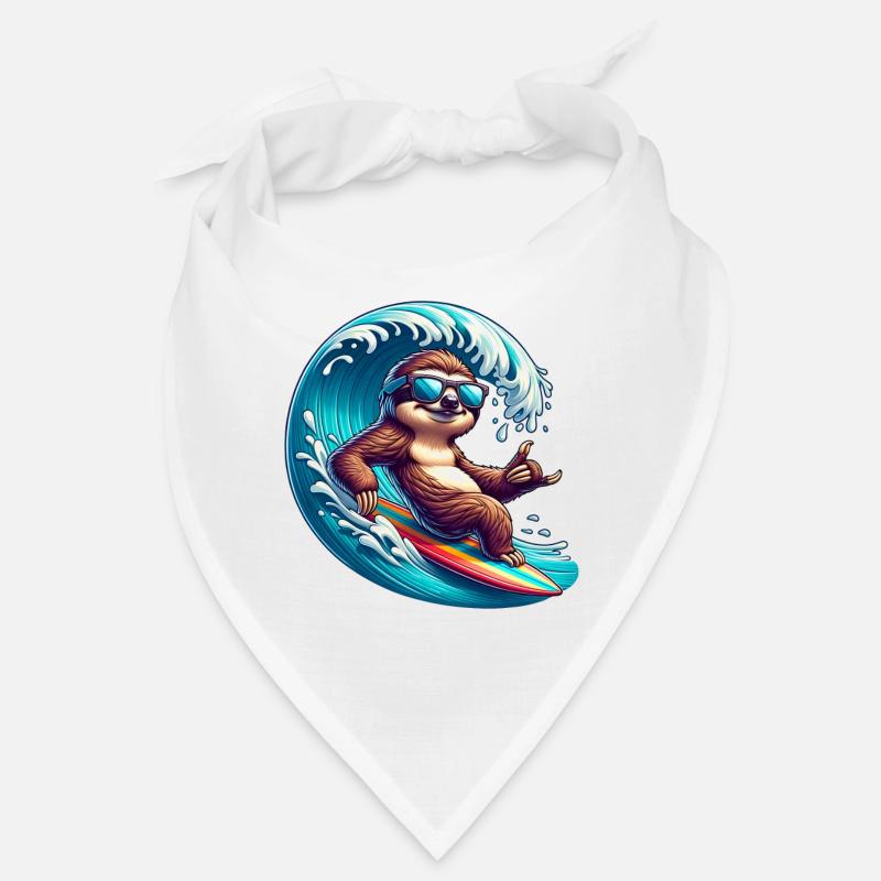 Relaxed sloth surfer on wave Bandana