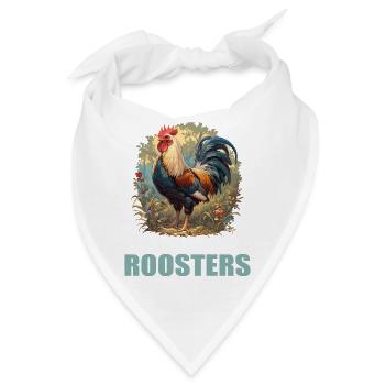 Rooster Hähne Hahn - Bandana - Weiß - Vorne