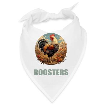 Rooster Hähne Hahn - Bandana - Weiß - Vorne