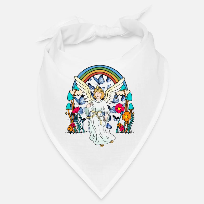 Regenbogen Engel Schutzengel Schmetterlinge Blume - Bandana - Weiß