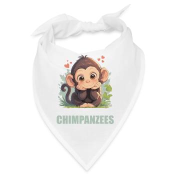 Chimpanzee Schimpansen Schimpanse - Bandana - Weiß - Vorne