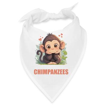 Chimpanzee Schimpansen Schimpanse - Bandana - Weiß - Vorne