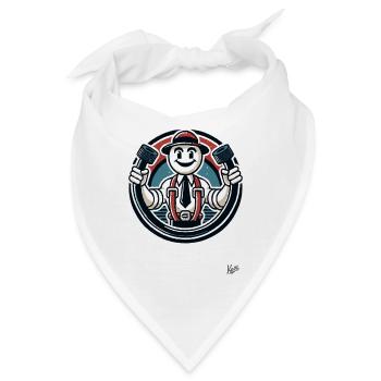 Vintage Retro Cartoon Comic - Mann und Schlauch - Bandana - Weiß - Vorne