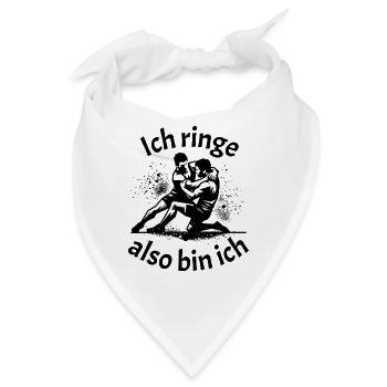 Ich ringe also bin ich mit zwei Ringern - Bandana - Weiß - Vorne