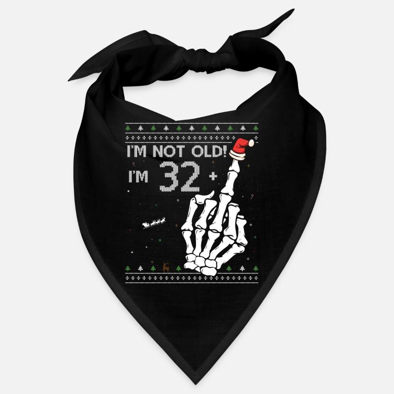 Ich bin 32 + 1 Mittelfinger - 33. Geburtstag Skelett Bandana