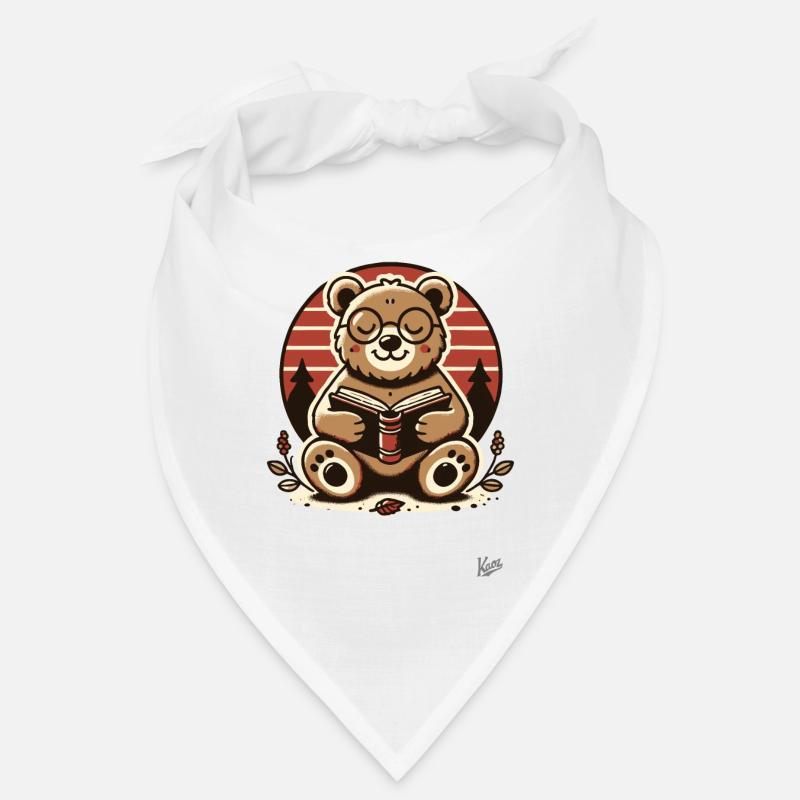 Clever bear reading a book Bandana