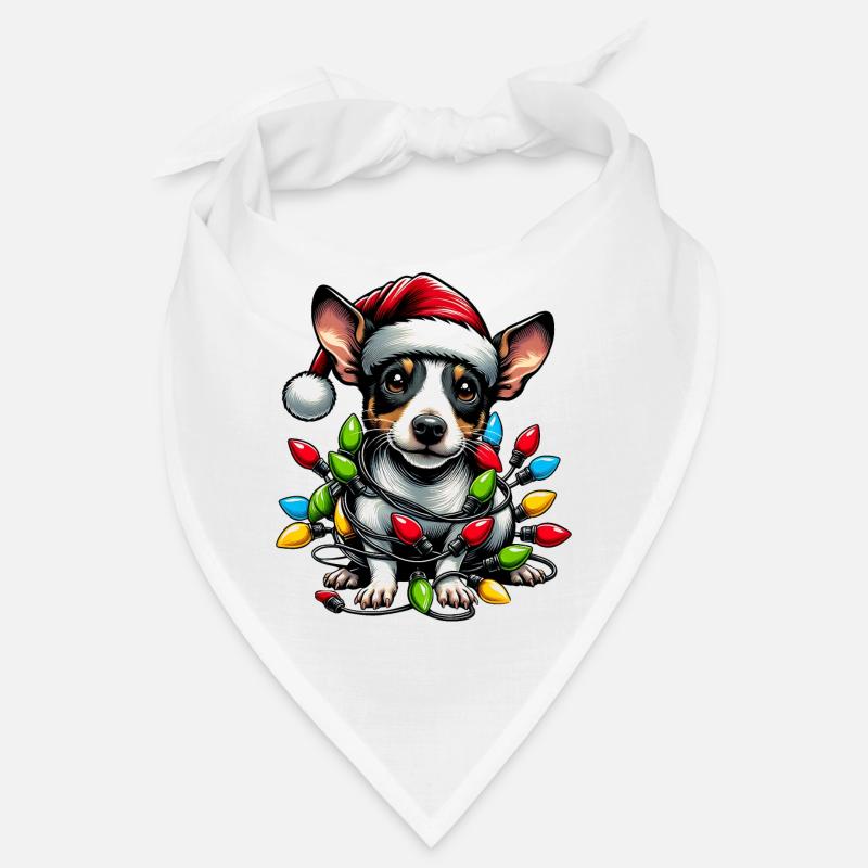 Mignon Rat Terrier Chien Chapeau de Noël Noël Bandana