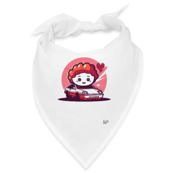 Chibi-Fahrer in einem Japan JDM-Rennauto - Bandana - Weiß - Vorne