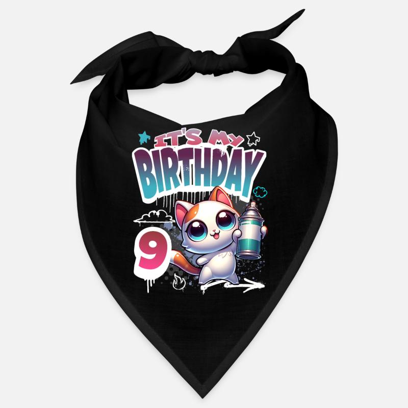 9th Birthday Cat Graffiti Bandana