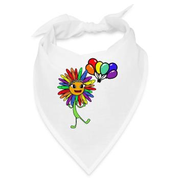 LGBT Sonnenblume Gay Pride Luftballons Regenbogen - Bandana - Weiß - Vorne