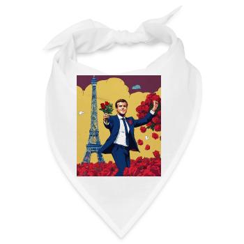 Macron, Humor T-Shirt, Männergeschenk, Frauen, Blume - Bandana - Weiß - Vorne