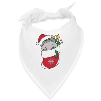 Süße Hippo in Weihnachtssocke zu Weihnachten Hippo - Bandana - Weiß - Vorne