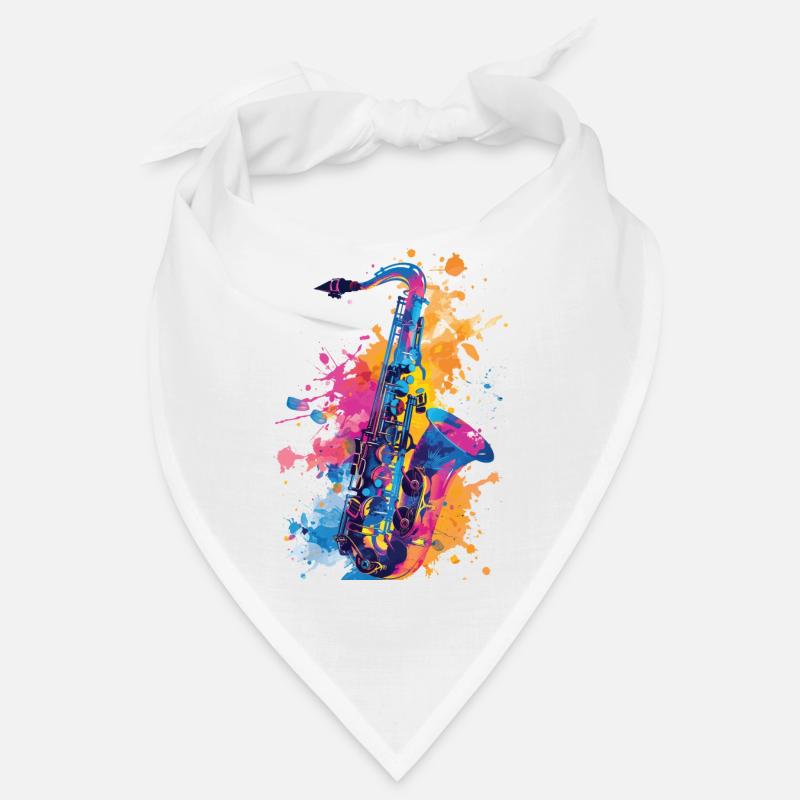 Saxophone - Bandana - blanc
