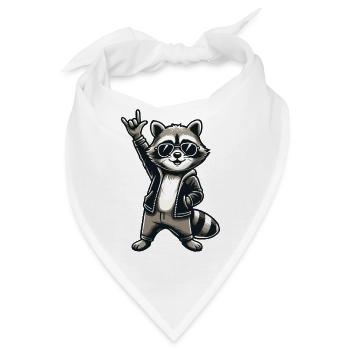 Waschbär mit Rock Pose Raccoon Rock Musik Musiker - Bandana - Weiß - Vorne