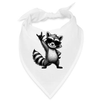 Waschbär mit Rock Pose Raccoon Rock Musik Musiker - Bandana - Weiß - Vorne