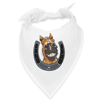 Pferd Pferde Ponyhof Reitstall Hufeisen Reiterin - Bandana - Weiß - Vorne