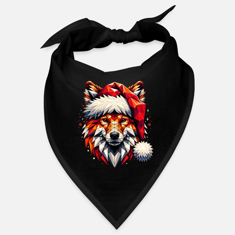 Polygon Art - Fox with Santa Hat Bandana
