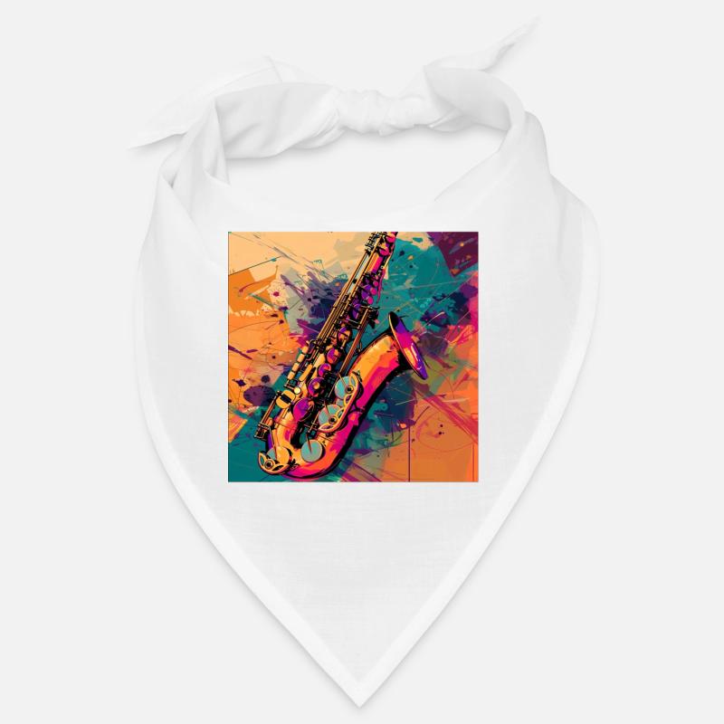 Saxophon - Bandana - Weiß